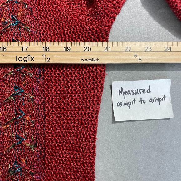 Gizel Cardigan Plus Size 1X Artsy Red Button Sweater Lagenlook Wearable Art - Picture 8 of 9